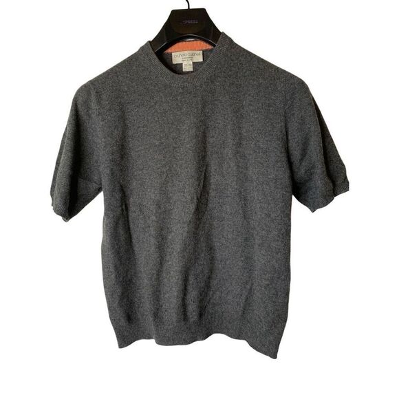 Brunello Cucinelli 100% cashmere sweater short sleeve gray women's size XL - Picture 1 of 5